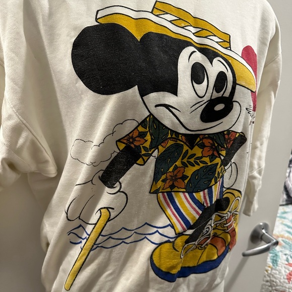 Vintage Mickey Mouse sweatshirt AS-IS CONDITION 90’s no labels Disney beige - Picture 3 of 10